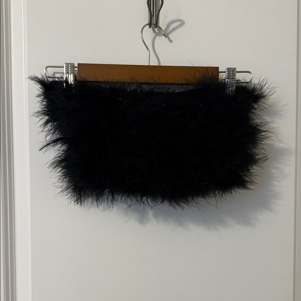 Black Feathered Tube Top